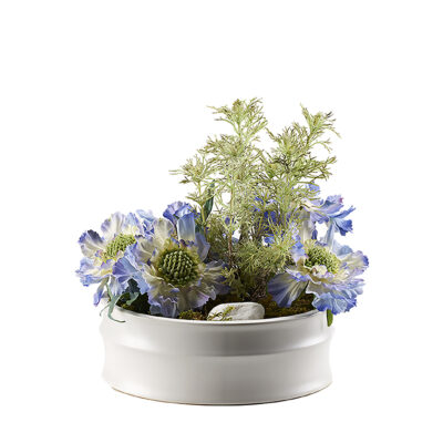 Blue Caspia Stems with Greenery in Medium Dollop Planter - 7224081