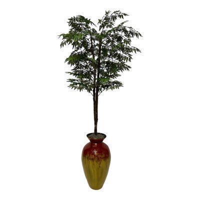 Ming Aralia Tree in Bamboo Spun Vase 5.5' - 7240101