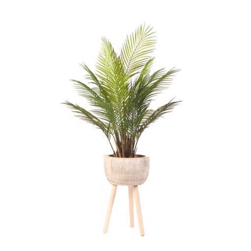 Areca Palm in Wood Planter with Legs 3.5' - 21PV038