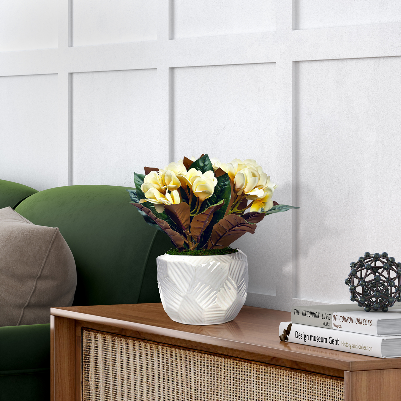 Frangipani in White Flintstone Planter - 243004 - Image 2