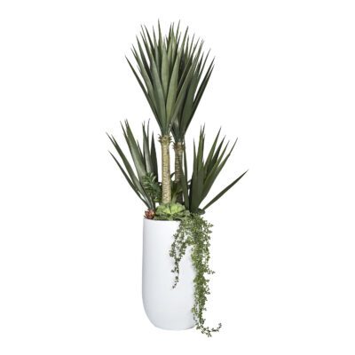 Yucca Trees w/ Assorted Succulents in Quinn Planter 5.4' - 324304