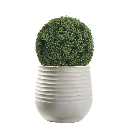 Boxwood Ball in Small White Mariella Planter - 602-3049
