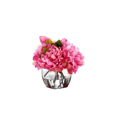 Pink Peonies in Bevel Vase - 189030