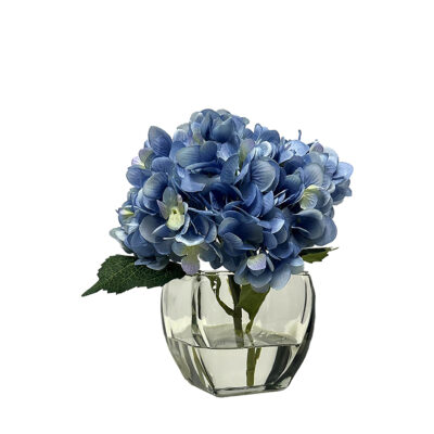 Blue Hydrangeas in Bevel Vase - 245000