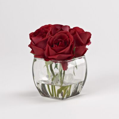 Red Roses in Bevel Vase - 212198