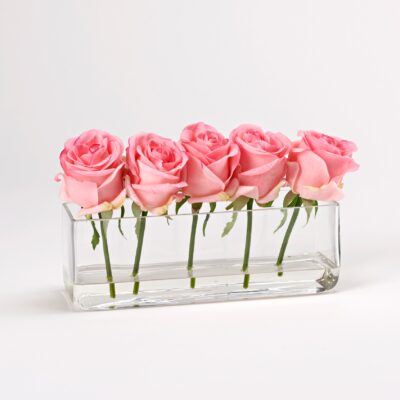 Pink Roses in Small Aquaria Glass - 212203