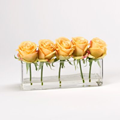 Yellow Roses in Small Aquaria Glass - 212204