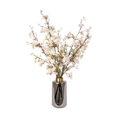 Cherry Blossom Branches in Large Smoke Vase - 217028