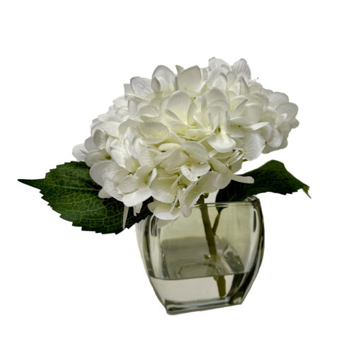 Cream Hydrangea in Bevel Vase - 191017-A