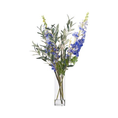 Delphiniums with Olive Spray in Glass Cylinder - 231053