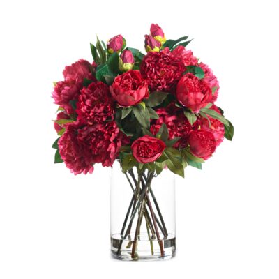 Burgundy and Cerise Peonies in Glass Cylinder - 234011