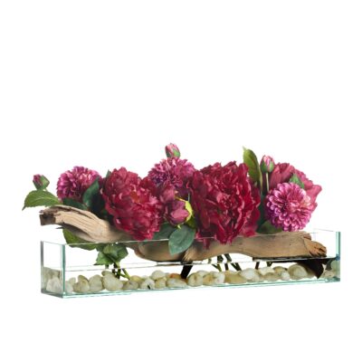 Ghostwood, Dahlias, and Peonies in Medium Aquaria Vase - 234016