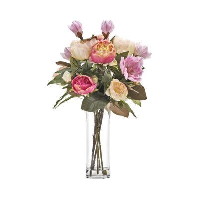 Peonies and Magnolias in Glass Vase - 246003