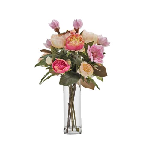 Peonies and Magnolias in Glass Vase - 246003