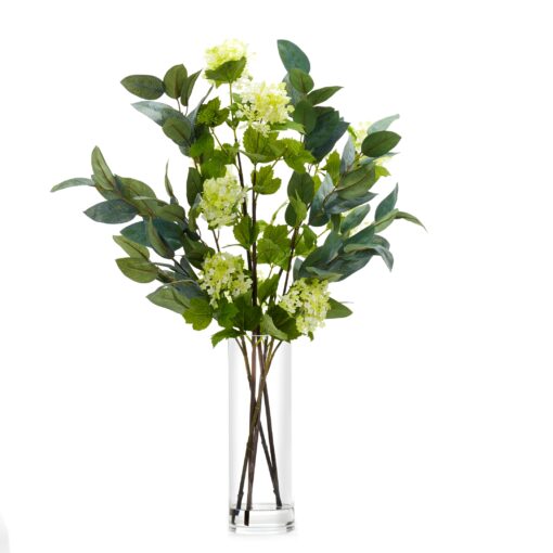 Snowball and Eucalyptus in Glass Vase - 246004