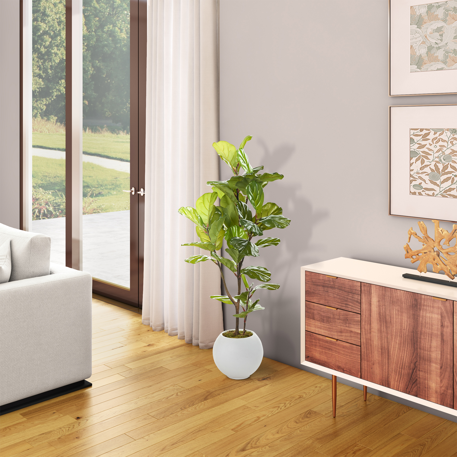 Fiddle Leaf Fig in Porter Planter 4.3' - 983-3103 - Image 2