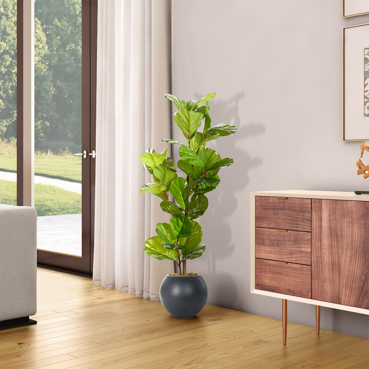 Fiddle Leaf Fig in Porter Planter 4.3' - 983-3105 - Image 2