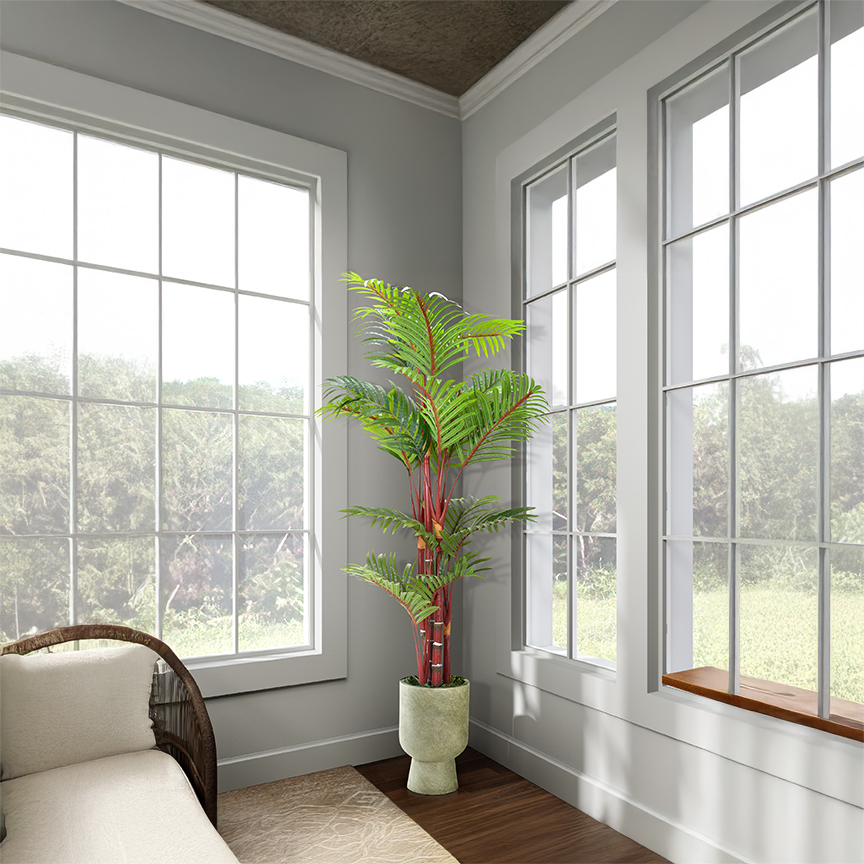 Red Trunk Areca Palm in Romelia Vase 5' - 1032-3115 - Image 2