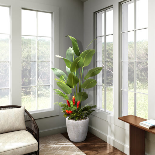 Traveler Palm with Under Planting in Hudson Planter 7' - 324908 - Image 2