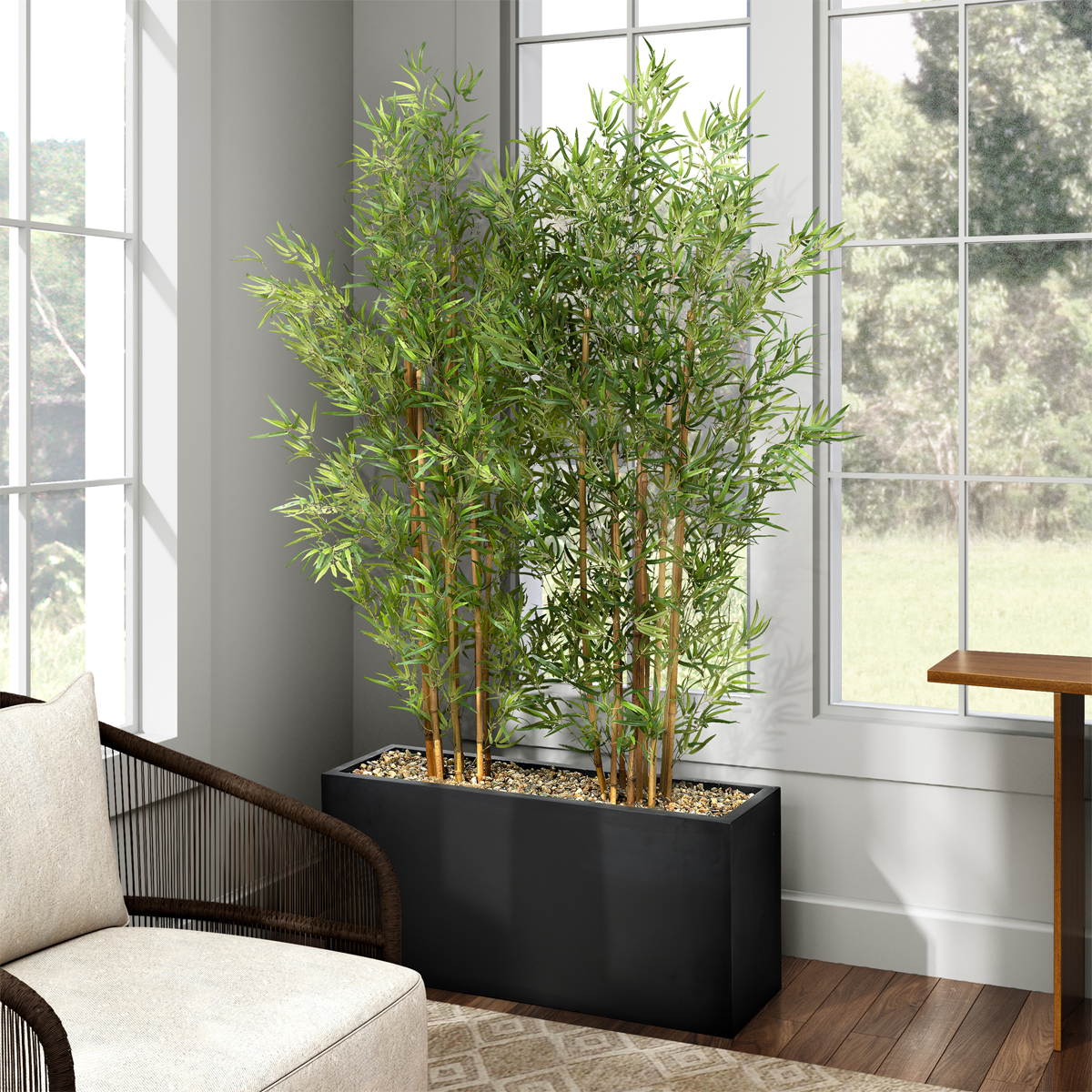 Bamboo Screen in Black Planter 7' - 324915 - Image 2