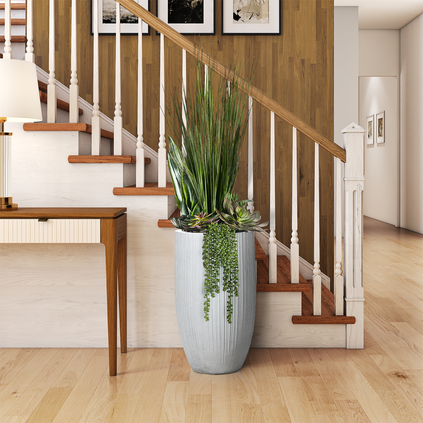 Onion Grass & Mixed Succulents in Nell Planter - 324936 - Image 2