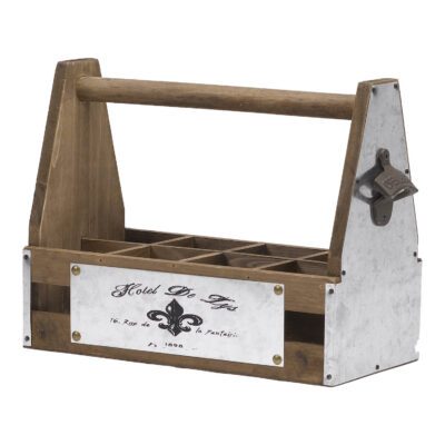 Wooden Carrier Box with Metal Front - CT2527