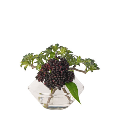 Burgundy Cedum Spray and Succulents in Glass Vase - 218019
