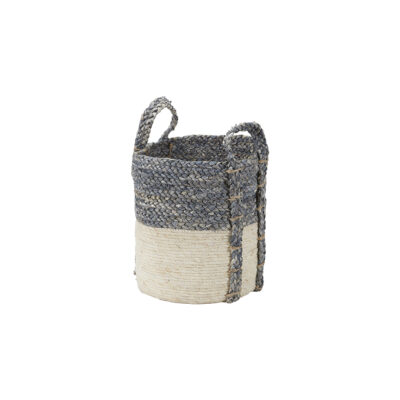 Blue/Tan Basket with Handles - Small