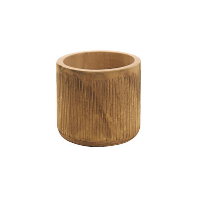 Round Wooden Stain Wash Container with Grooves - Large