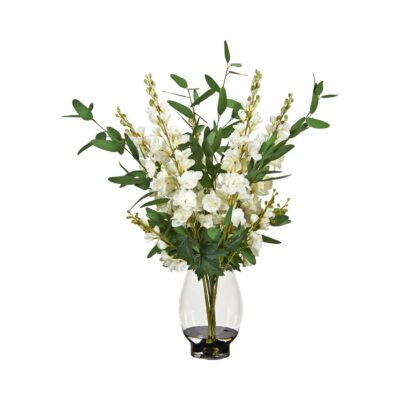 Delphiniums & Blue Eucalyptus in Socle Vase - 254025