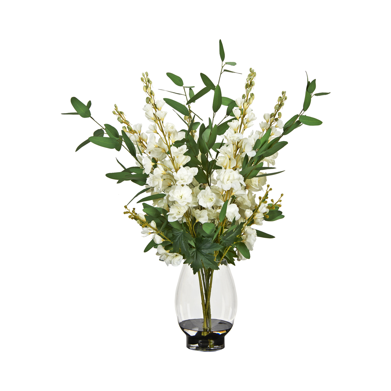 Delphiniums & Blue Eucalyptus in Socle Vase - 254025