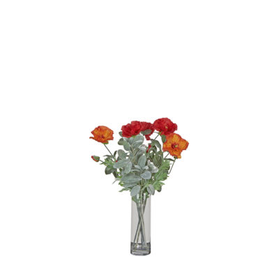 Lamb's Ear and Poppies in Glass Vase - 254031