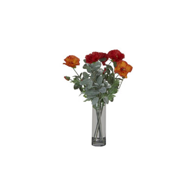 Lamb's Ear and Poppies in Glass Vase