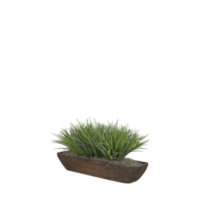 Faux Grass in Wooden Dough Bowl - 7255035