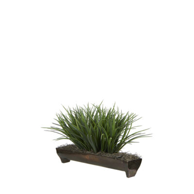 Faux Grass in Wooden Bowl with Legs - 7255000