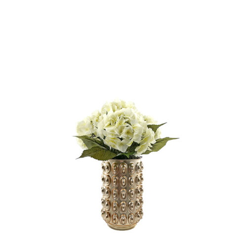 Cream Hydrangeas in Gold Textured Vase - 7256006