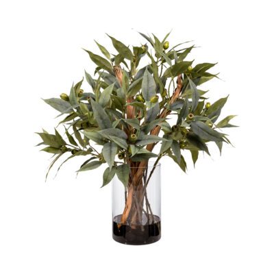 Eucalyptus and Tigerwood in Glass Cylinder Vase - 259027