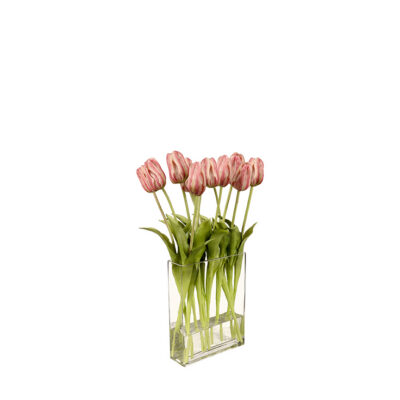 Real Touch Tulips in Panel Vase