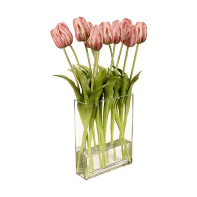 Real Touch Tulips in Panel Vase