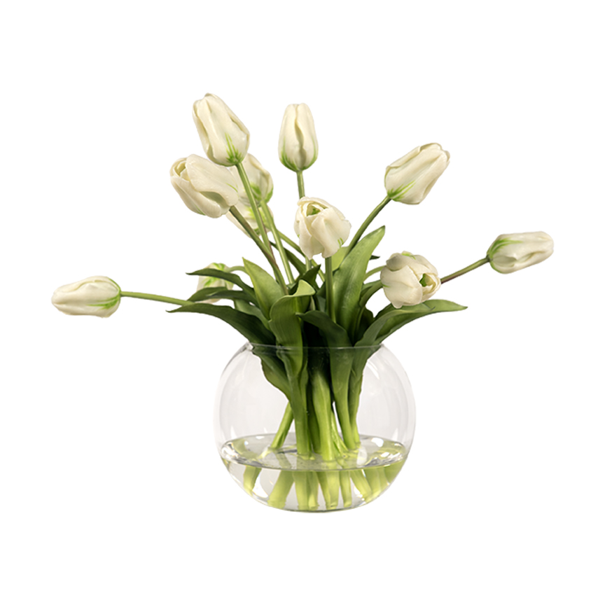 Real Touch Tulips in Aqua Orb