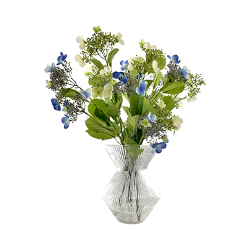 Hydrangeas in Ribbed Hourglass Vase - 7264018