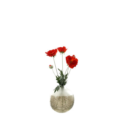 Orange Poppies in Smoked Bubble Bowl - 7264026