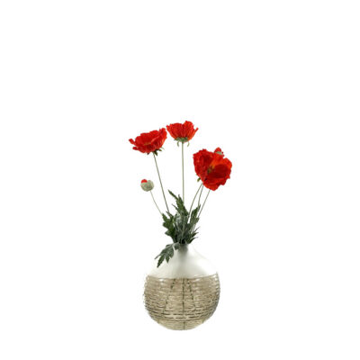 Orange Poppies in Smoked Bubble Bowl - 7264026