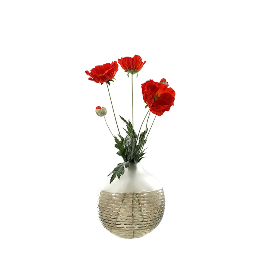 Orange Poppies in Smoked Bubble Bowl - 7264026 - Image 2