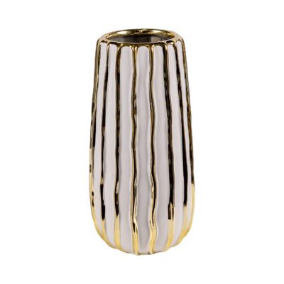 White & Gold Ceramic Vase - CT2556