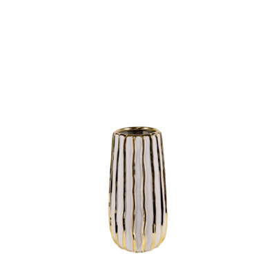 White & Gold Ceramic Vase - CT2556