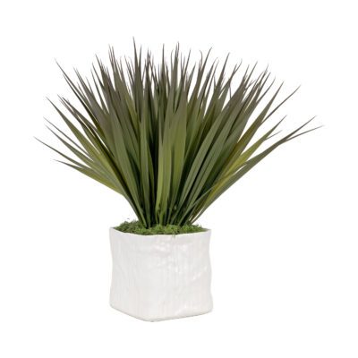Faux Grass in Linen Planter
