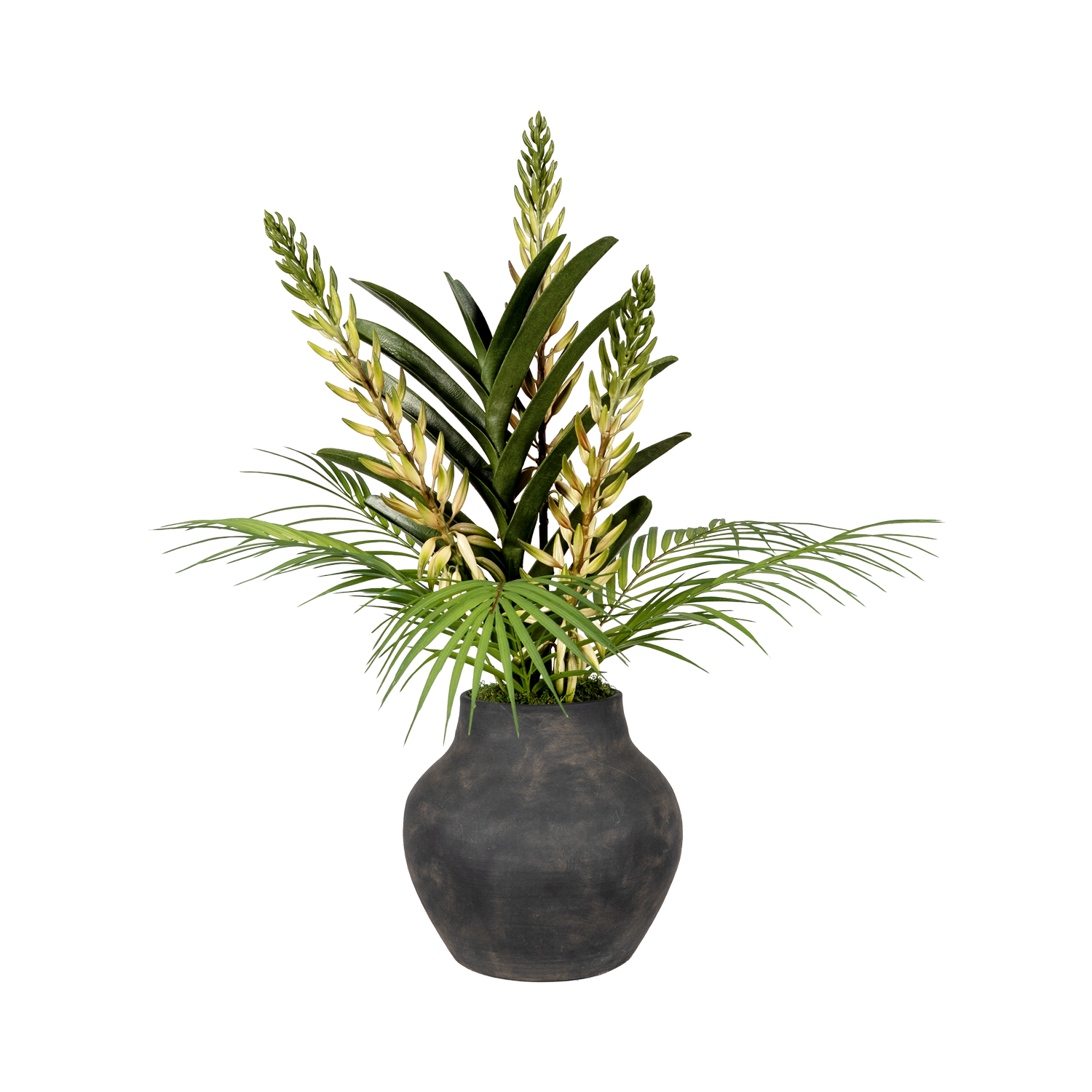 Agave Flower Spray Green, Hawaiian Palm Leaf & Orchid Leaf in Harvest Jar - 269022